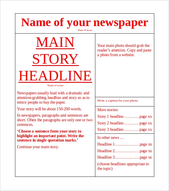 Fake Newspaper Template Free